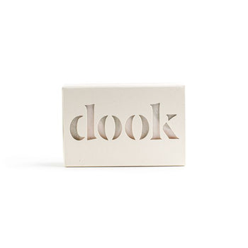 Creamy-white, recycled paper soap box with dook logo on the white background.