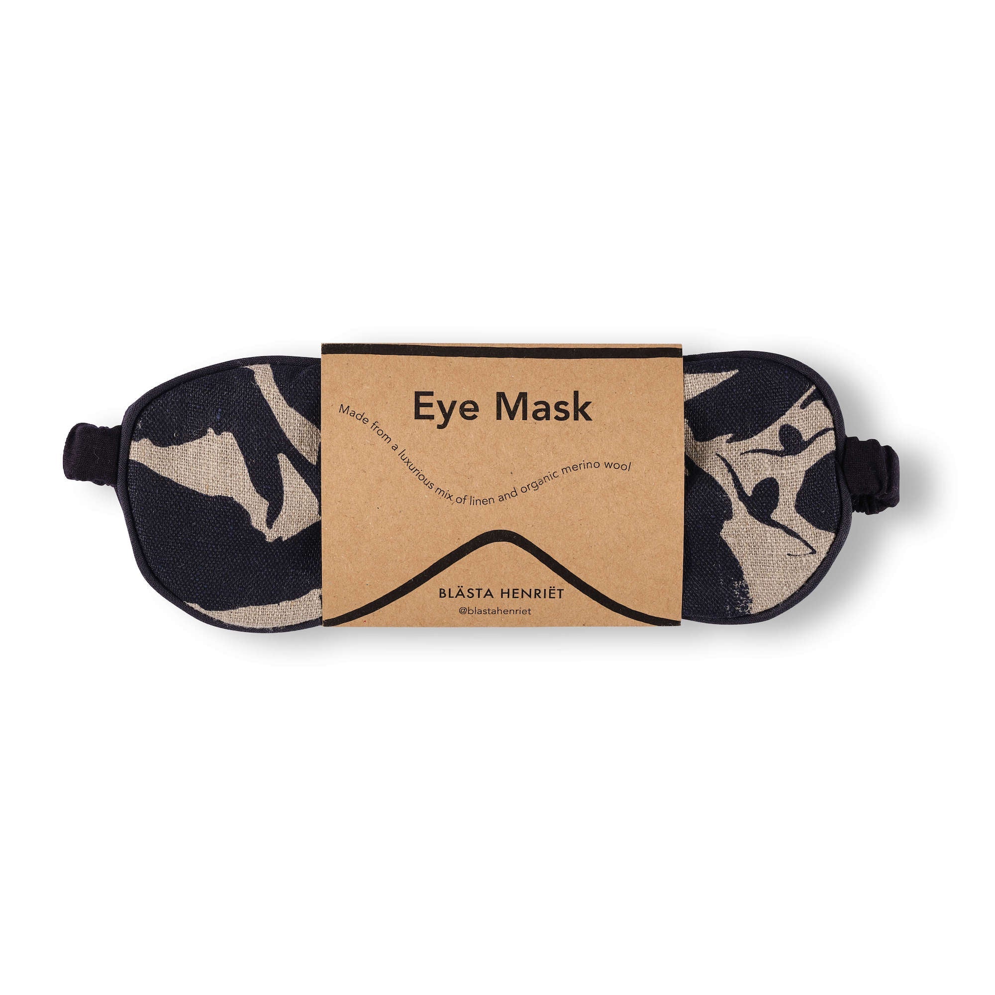 Blasta Henriet Linen and Merino Eye Mask in blue. Front.