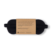 The soft reverse in black of a linen and merino eye mask by Blasta Henriet