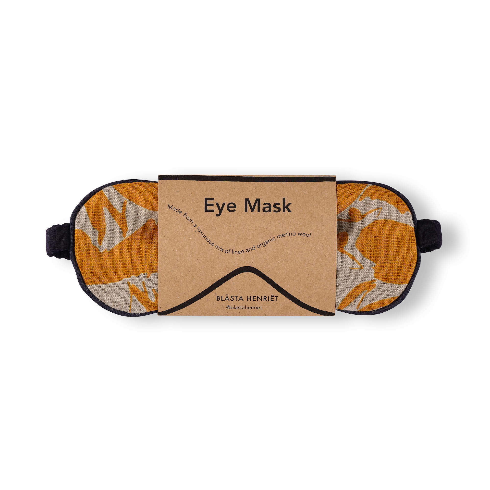 Blasta Henriet Linen and Merino Eye Mask in yellow. Front.