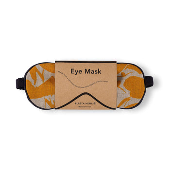 Blasta Henriet Linen and Merino Eye Mask in yellow. Front.