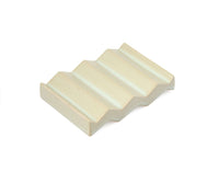 Light green zig-zag shaped OBA Ceramic soap dish on the white background side angle top view.