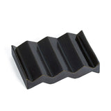 Black zig-zag shaped OBA Ceramic soap dish on the white background top view.