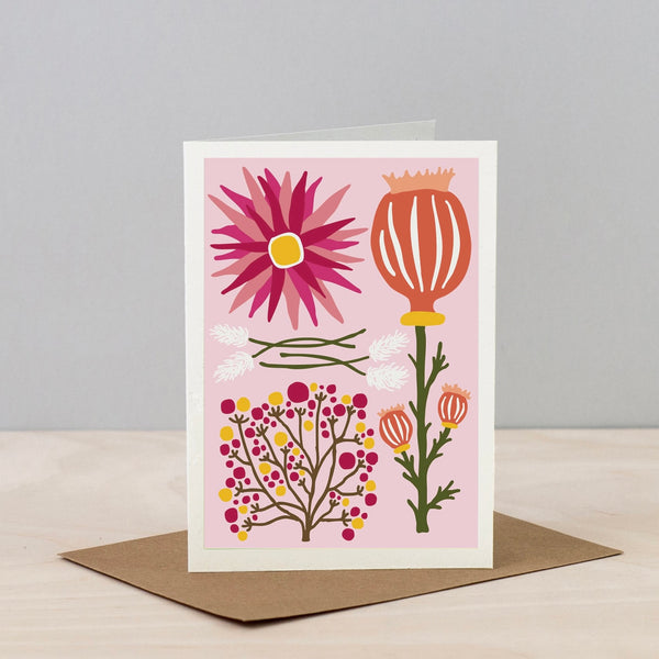 Dried Flower Card - Pink