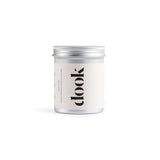 An aluminium tin with white label and black dook logo on the white background. 