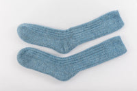 Ultra Soft Alpaca Bed Socks - Ribbed - Blue