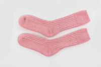 Ultra Soft Alpaca Bed Socks - Ribbed - Pink